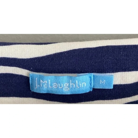 J.McLaughlin Dress Sheath Blue Cream Stripe Size Medium M - Picture 2 of 5